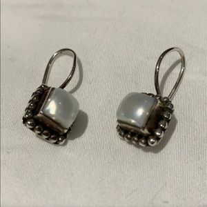 Sterling silver and faux pearl earrings